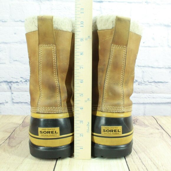 Sorel Caribou Brown Leather Lace Up Waterproof Insulated Winter Boots Size 10 - Picture 6 of 8